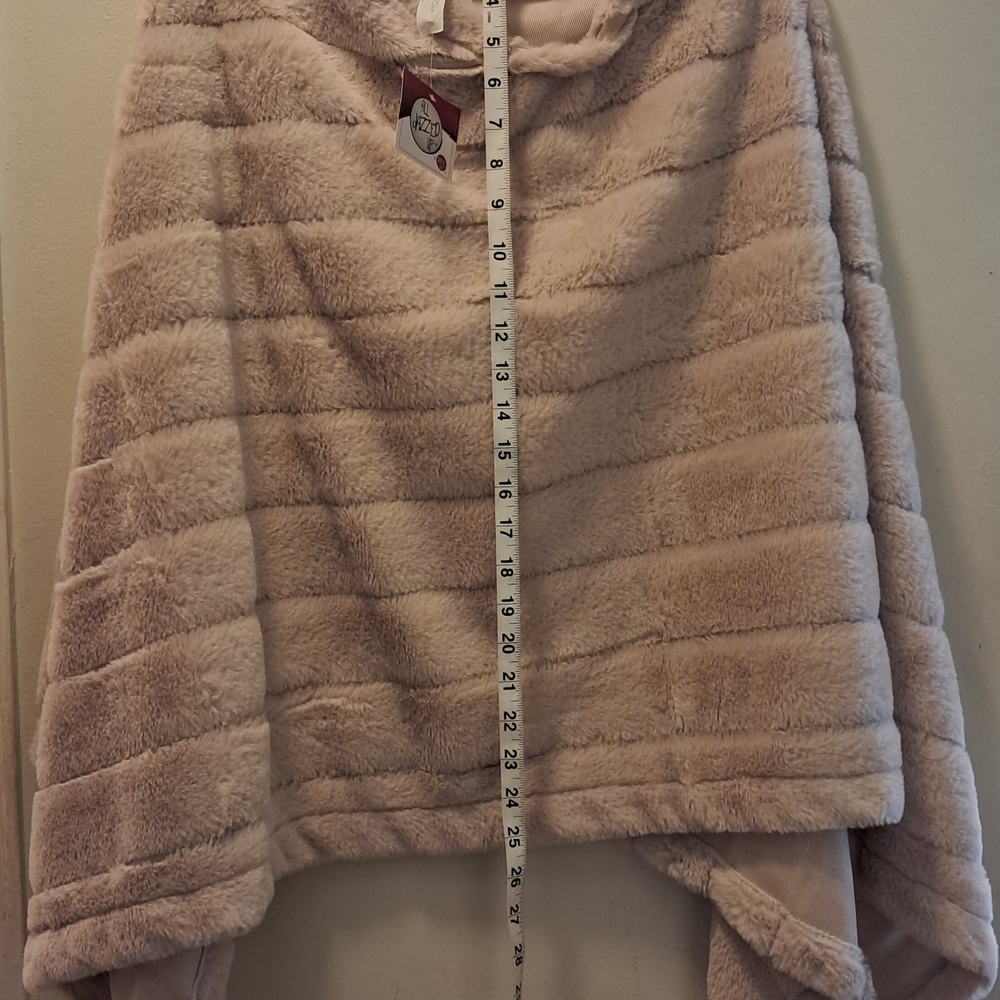 Elegant Cream Hooded Poncho